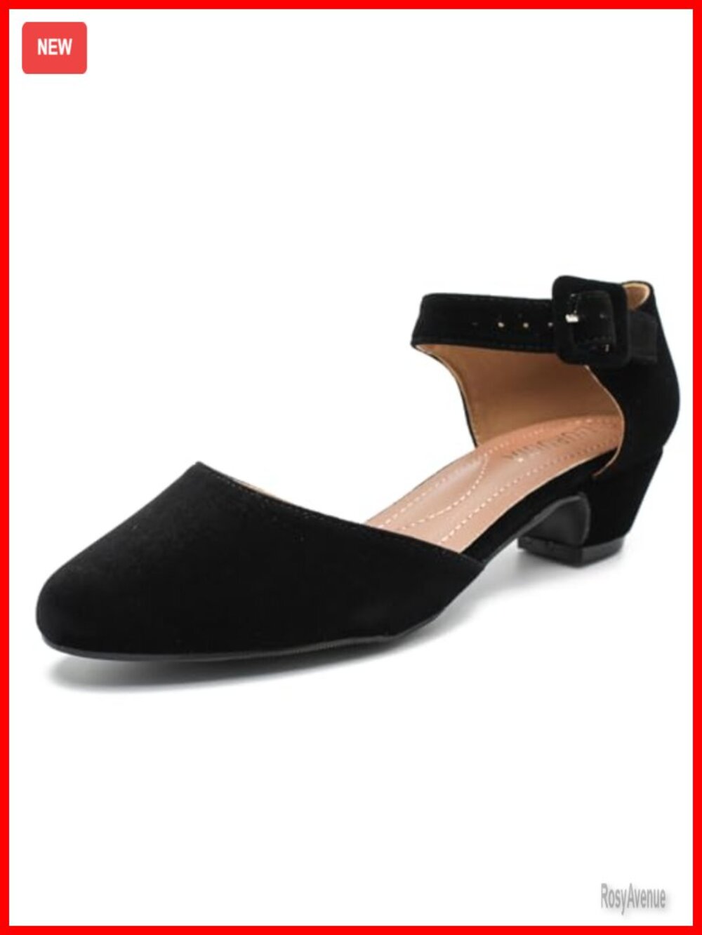 Women's Closed Toe Low Heel Pumps Ankle Strap D'Orsay Work Office Shoes